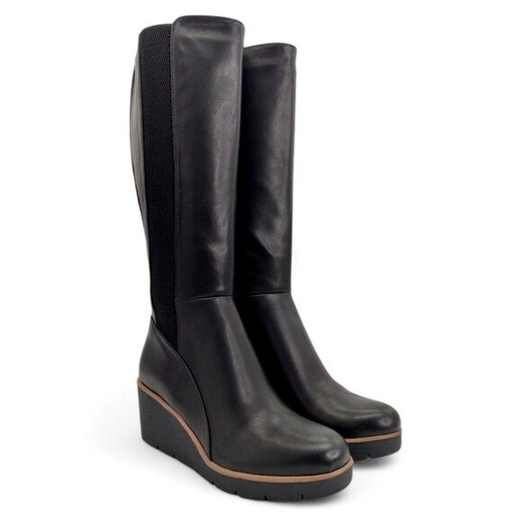 Soul Naturalizer Women's Size 7W Black Adrian Wide Calf Knee High Wedge Boots - Picture 8 of 12